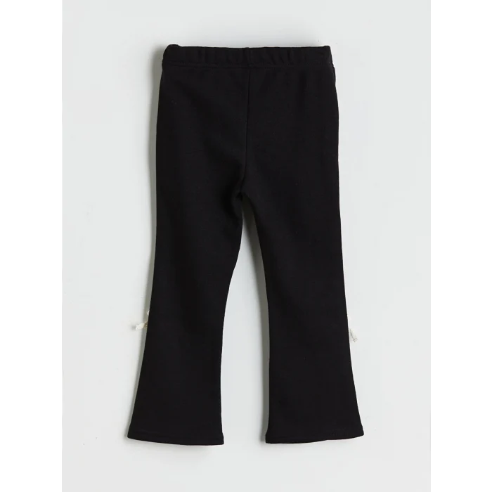 LCW Kids Ekru Bisiklet Yaka Fiyonk Nakışlı Uzun Kollu Kız Çocuk Sweatshirt ve Tayt