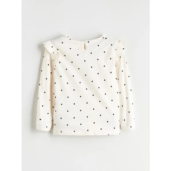 LCW Kids Ekru Bisiklet Yaka Baskılı Kız Çocuk Bluz ve Tayt 2li