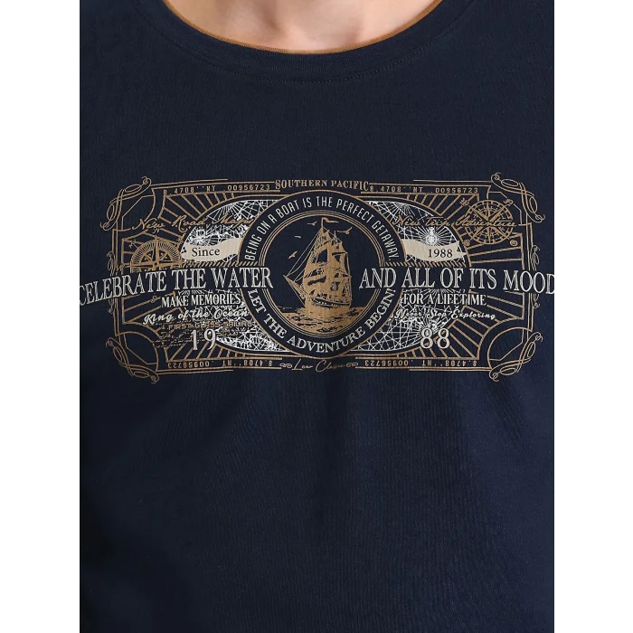 LCWAIKIKI Classic Lacivert Bisiklet Yaka Uzun Kollu Baskılı Erkek Sweatshirt