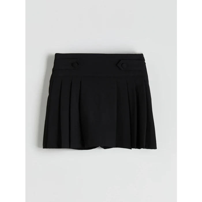 LCW Kids Siyah Pileli Kız Çocuk Şort Etek