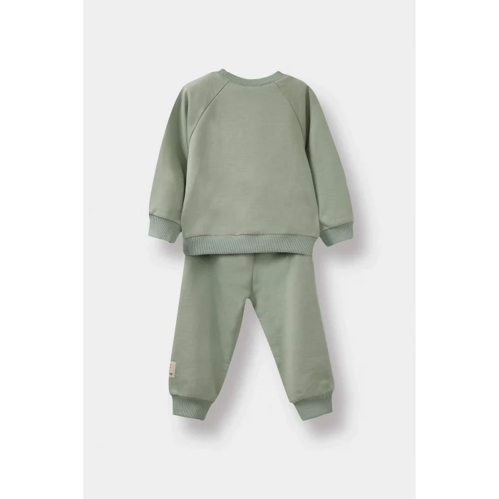 Defacto G1463A5KH434 Haki Erkek Bebek 2li Takım Baskılı Sweatshirt Eşofman Altı