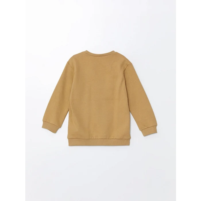 LCW Kids Bej Bisiklet Yaka Uzun Kollu Baskılı Erkek Bebek Sweatshirt