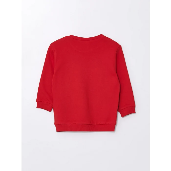 LCW Kids Kirmizi Bisiklet Yaka Baskılı Erkek Çocuk Sweatshirt
