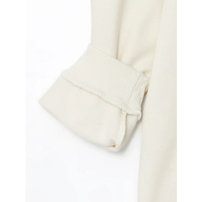 LCW Kids Bej Bisiklet Yaka Kalın Baskılı Erkek Çocuk Sweatshirt