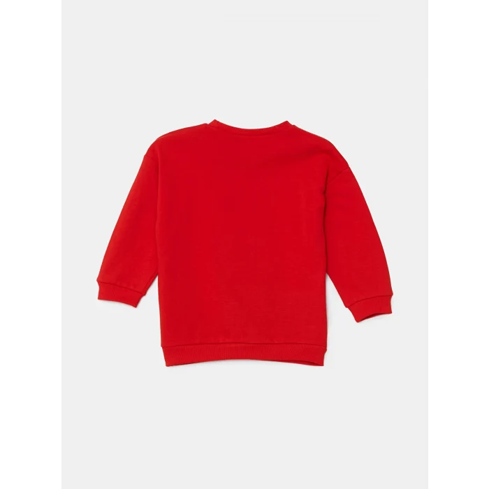 LCW Kids Kirmizi Bisiklet Yaka Nostaljik Maymun Baskılı Erkek Bebek Sweatshirt