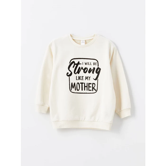 LCW Kids Bej Bisiklet Yaka Uzun Kollu Baskılı Erkek Çocuk Sweatshirt 2li
