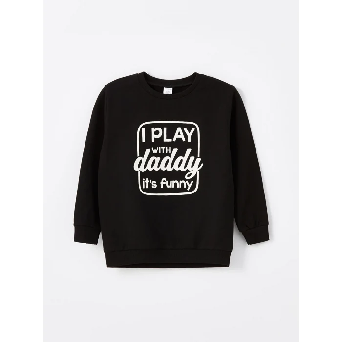 LCW Kids Bej Bisiklet Yaka Uzun Kollu Baskılı Erkek Çocuk Sweatshirt 2li