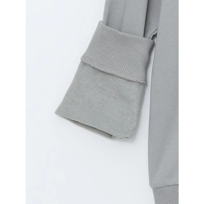 LCW Kids Gri Bisiklet Yaka  Baskılı Uzun Kollu Erkek Çocuk Sweatshirt