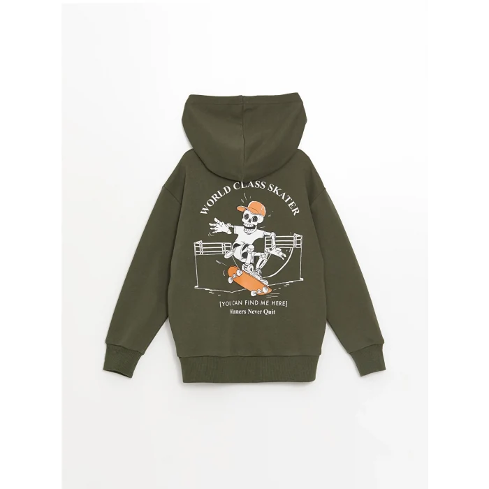 LCW Kids Yeşil Kapüşonlu Erkek Çocuk Sweatshirt