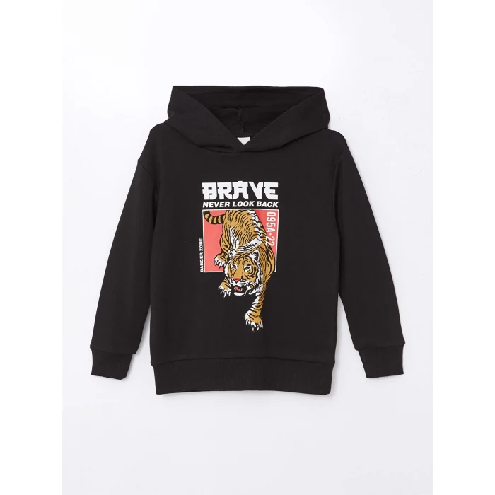 LCW Kids Siyah Kapüşonlu Erkek Çocuk Sweatshirt
