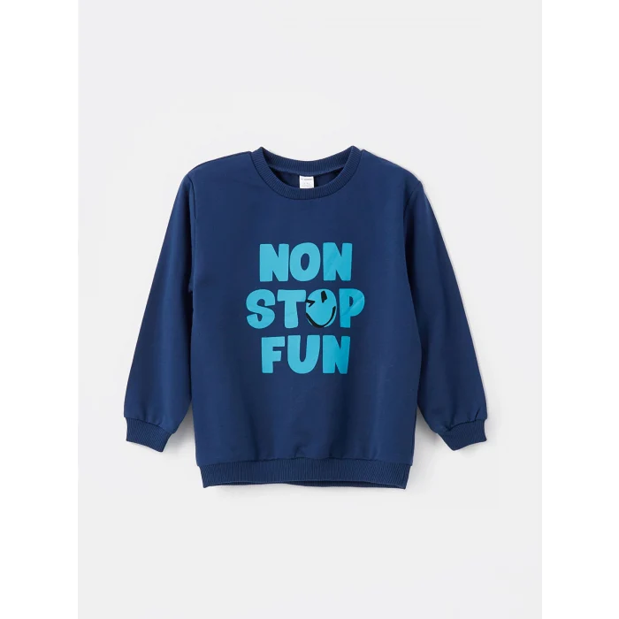 LCW Kids Ekru Baskılı Uzun Kollu Erkek Çocuk Sweatshirt 2li