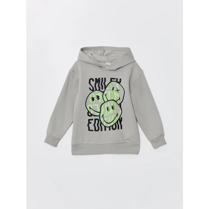 LCW Kids Gri Kapüşonlu Erkek Çocuk Kalın Sweatshirt