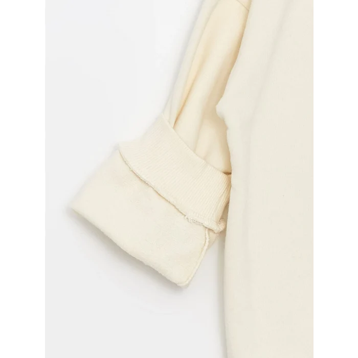 LCW Kids Bej Polo Yaka Uzun Kollu Baskılı Erkek Çocuk Sweatshirt