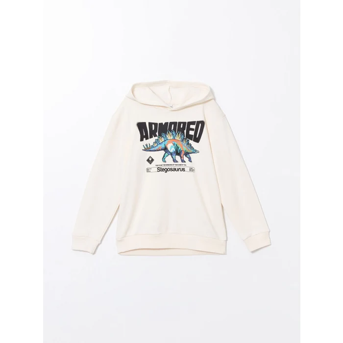 LCW Kids Ekru Kapüşonlu Erkek Çocuk Sweatshirt