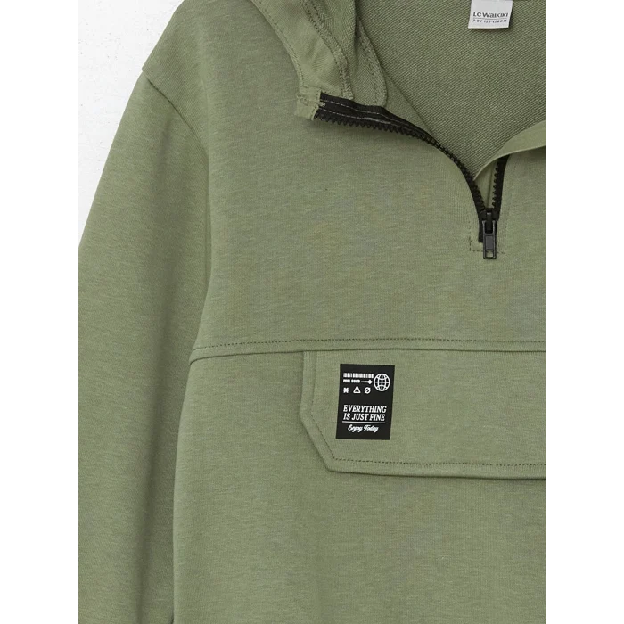 LCW Kids Yeşil Kapüşonlu Erkek Çocuk Sweatshirt