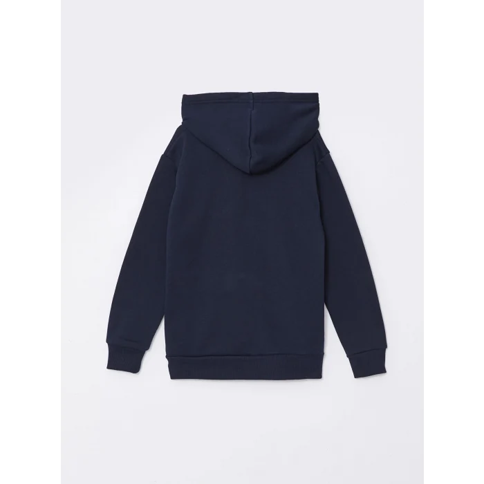 LCW Kids Lacivert Kapüşonlu Baskılı Uzun Kollu Erkek Çocuk Sweatshirt