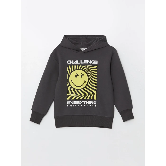 LCW Kids Antrasit Baskılı Erkek Çocuk Kalın Sweatshirt