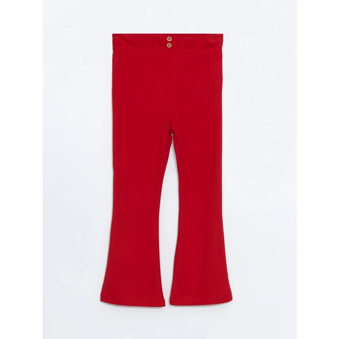 LCW Kids Kirmizi Beli Lastikli İspanyol Paça Kız Bebek Tayt