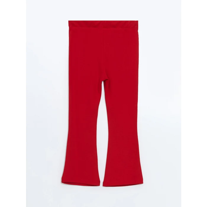 LCW Kids Kirmizi Beli Lastikli İspanyol Paça Kız Bebek Tayt