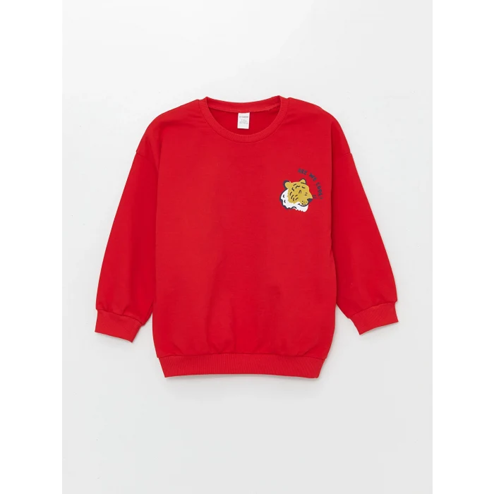 LCW Kids Bej Bisiklet Yaka Uzun Kollu Baskılı Erkek Bebek Sweatshirt 2li
