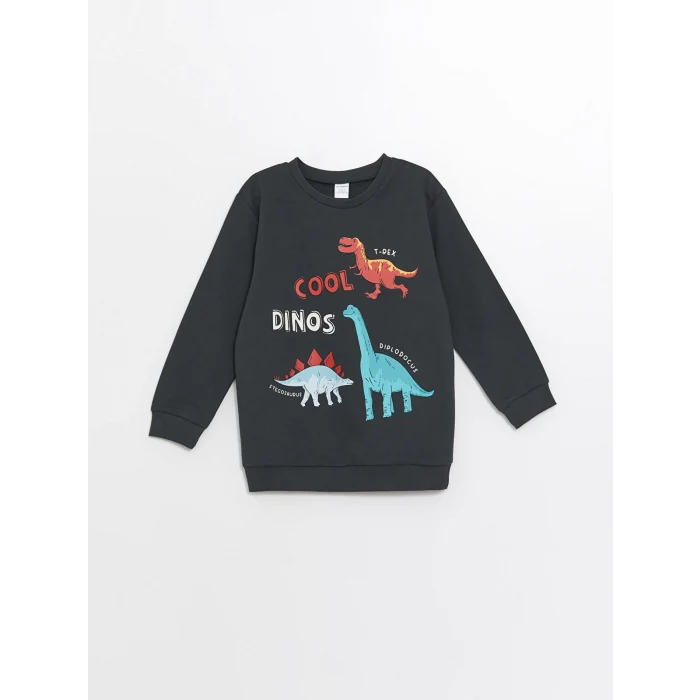 LCW Kids Antrasit Bisiklet Yaka Uzun Kollu Baskılı Erkek Çocuk Sweatshirt 2li