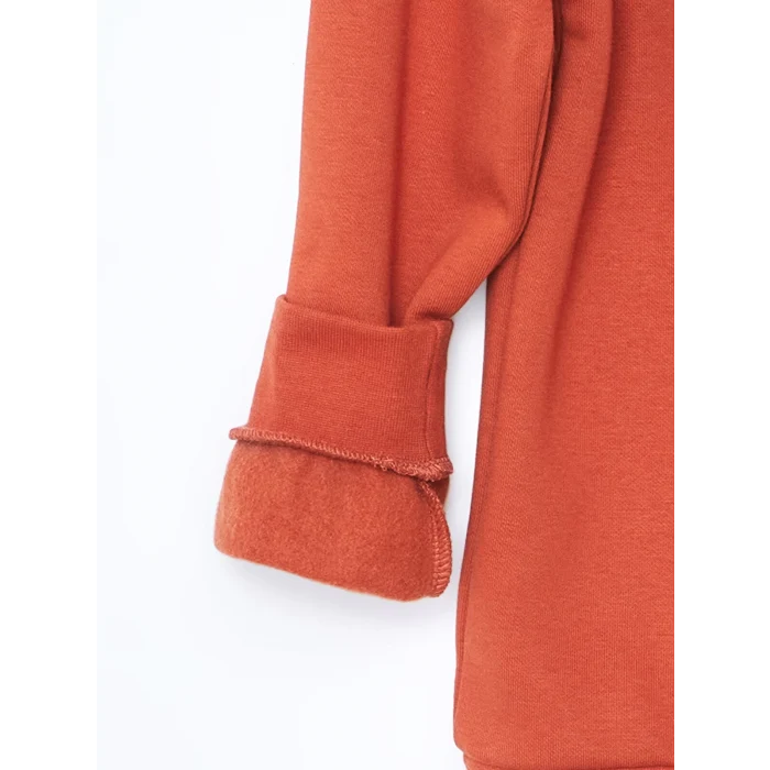 LCW Kids Kahverengi Bisiklet Yaka Erkek Çocuk Kalın Sweatshirt