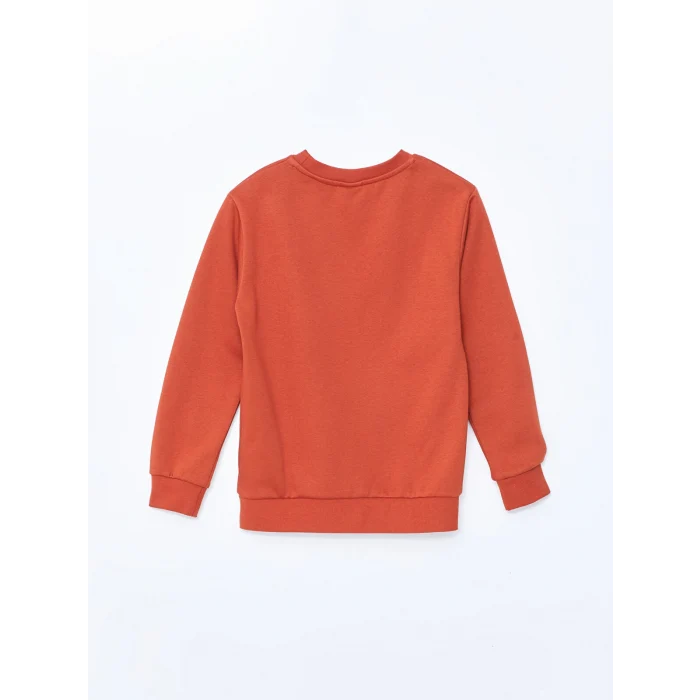 LCW Kids Kahverengi Bisiklet Yaka Erkek Çocuk Kalın Sweatshirt