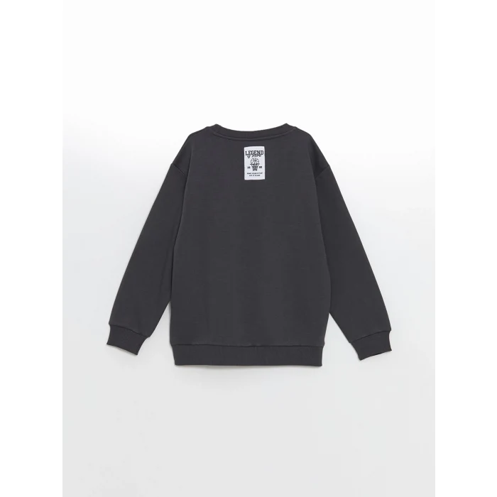 LCW Kids Antrasit Bisiklet Yaka Erkek Çocuk Kalın Sweatshirt