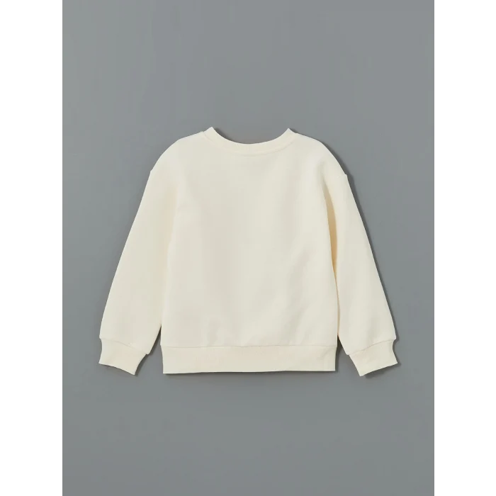 LCW Kids Ekru Bisiklet Yaka Kız Çocuk Kalın Sweatshirt