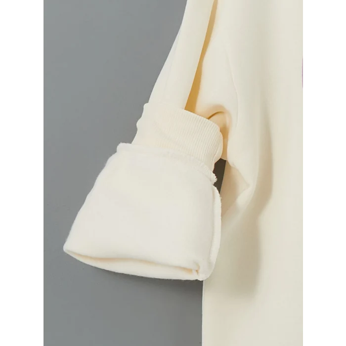 LCW Kids Ekru Bisiklet Yaka Kız Çocuk Kalın Sweatshirt