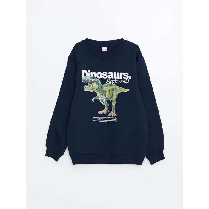 LCW Kids Lacivert Bisiklet Yaka Erkek Çocuk Kalın Sweatshirt