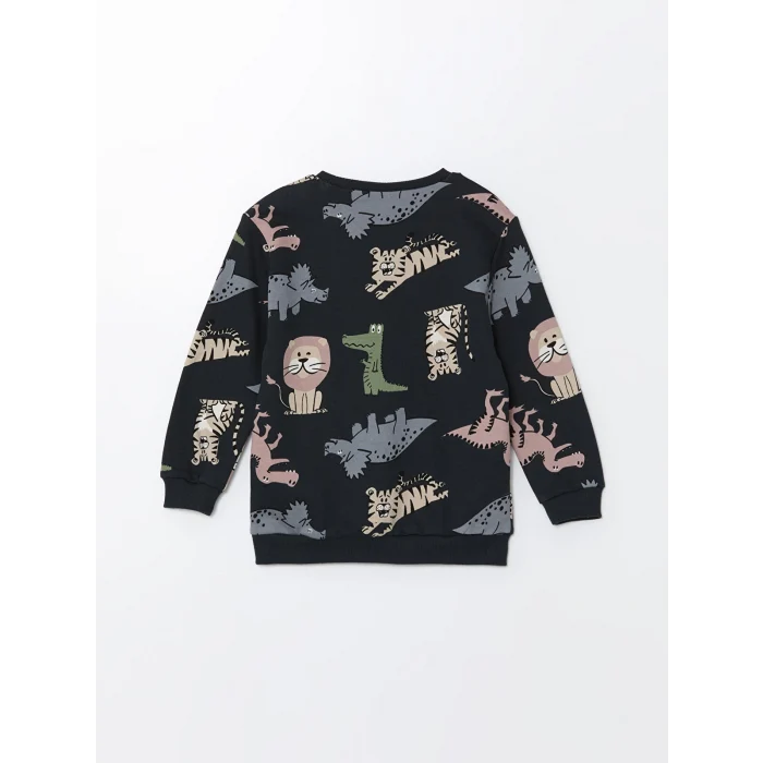 LCW Kids Bej Bisiklet Yaka Baskılı Erkek Bebek Sweatshirt 2li