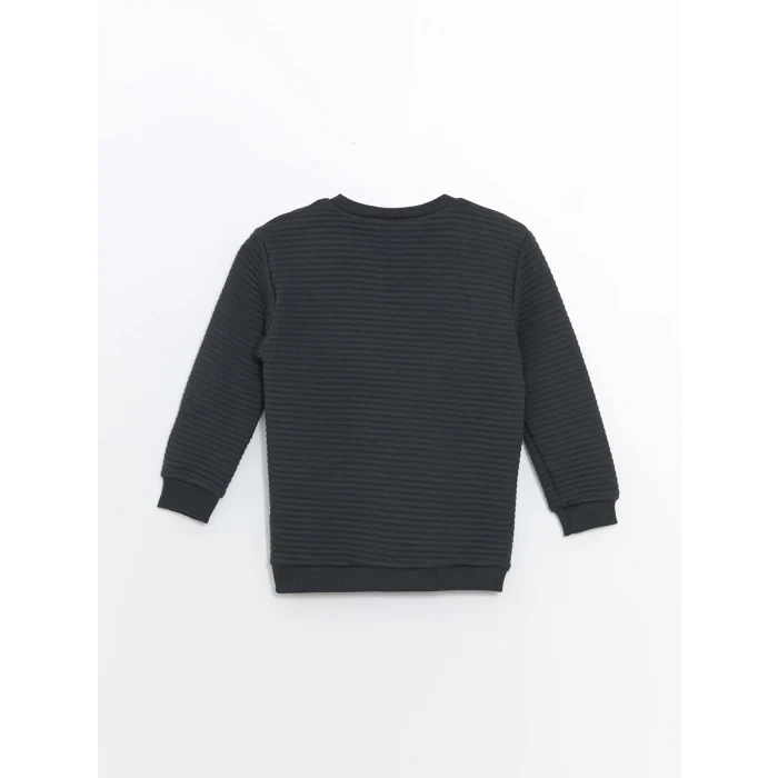 LCW Kids Antrasit Bisiklet Yaka Baskılı Uzun Kollu Erkek Çocuk Sweatshirt