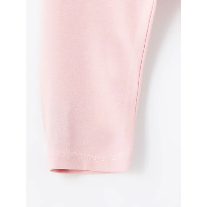 LCW baby Ekru Bisiklet Yaka Uzun Kollu Baskılı Kız Bebek Bluz ve Tayt 2li Takım