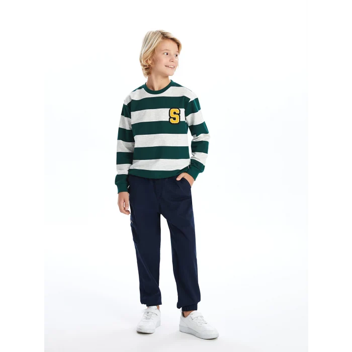LCW Kids Yeşil Bisiklet Yaka Erkek Çocuk Sweatshirt