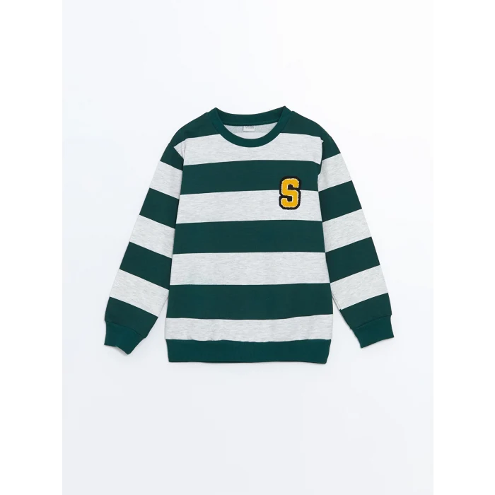 LCW Kids Yeşil Bisiklet Yaka Erkek Çocuk Sweatshirt