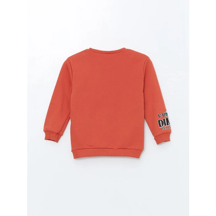 LCW Kids Turuncu Bisiklet Yaka Baskılı Kalın Erkek Çocuk Sweatshirt