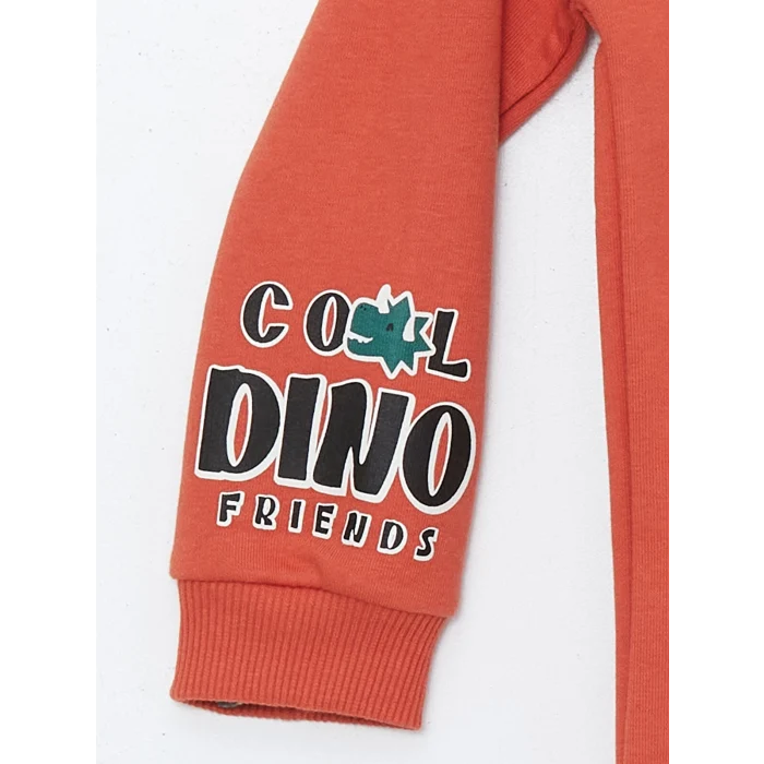 LCW Kids Turuncu Bisiklet Yaka Baskılı Kalın Erkek Çocuk Sweatshirt