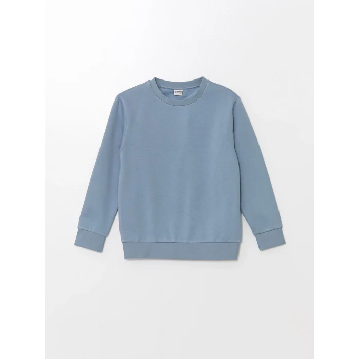 LCW Kids Mavi Bisiklet Yaka Erkek Çocuk Kalın Sweatshirt