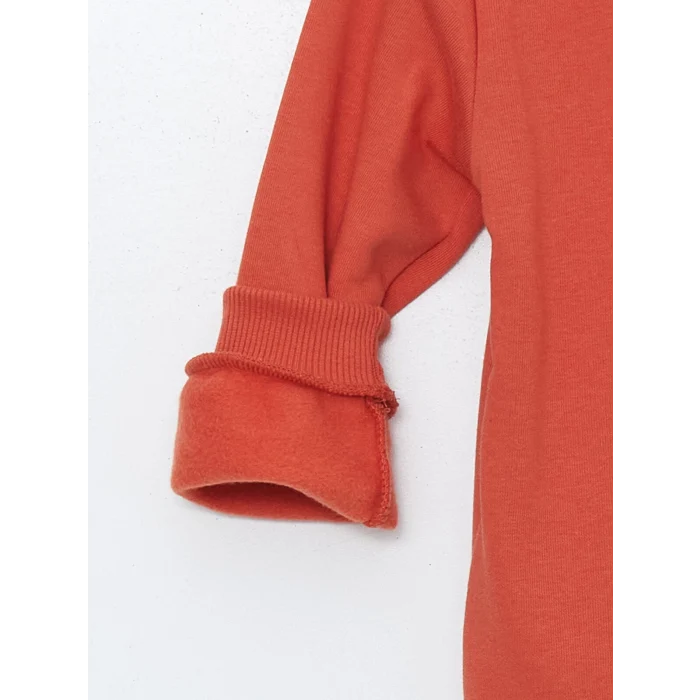 LCW Kids Turuncu Bisiklet Yaka Baskılı Kalın Erkek Çocuk Sweatshirt