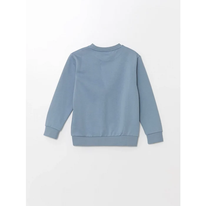 LCW Kids Mavi Bisiklet Yaka Erkek Çocuk Kalın Sweatshirt