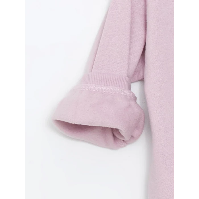 LCW Kids Lila Bisiklet Yaka Kalın Baskılı Kız Çocuk Sweatshirt