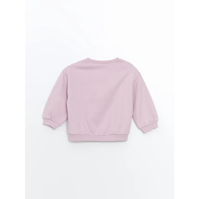 LCW Kids Lila Bisiklet Yaka Kalın Baskılı Kız Çocuk Sweatshirt