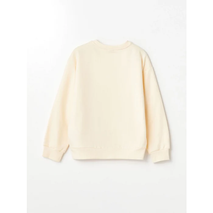 LCW Kids Bej Bisiklet Yaka Kız Çocuk Kalın Sweatshirt