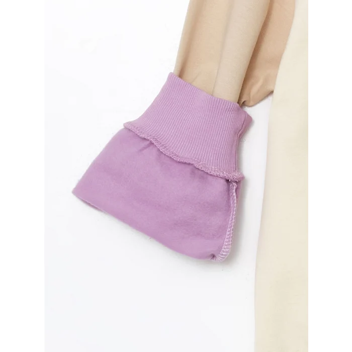 LCW Kids Bej Bisiklet Yaka Kız Çocuk Kalın Sweatshirt