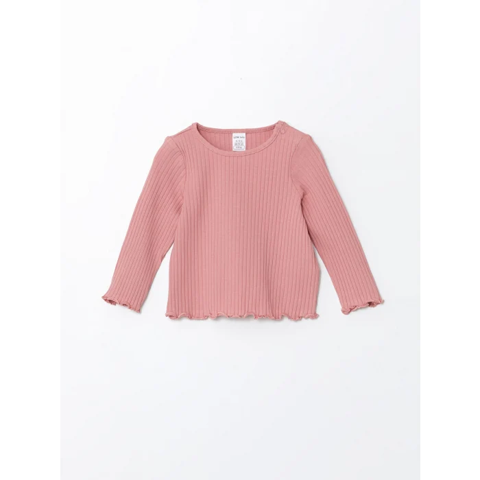 LCW baby Ekru Bisiklet Yaka Kız Bebek Tişört 2li