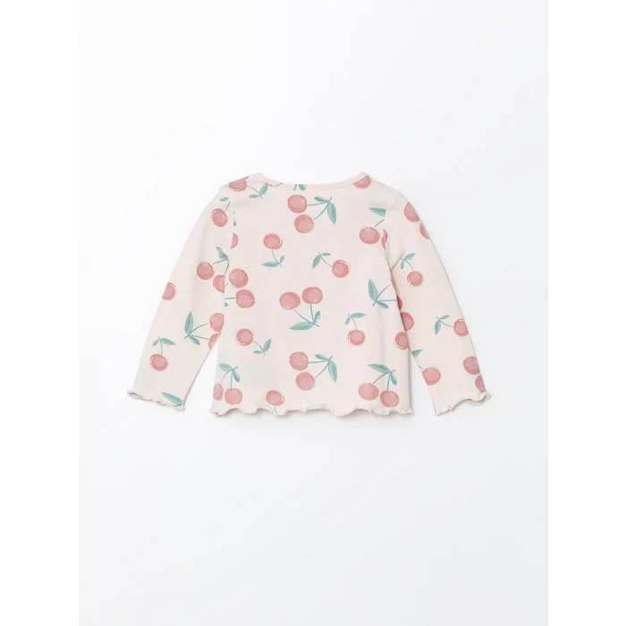 LCW baby Ekru Bisiklet Yaka Kız Bebek Tişört 2li