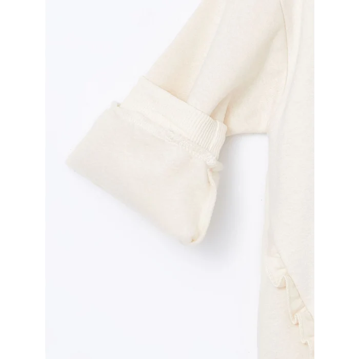 LCW Kids Bej Bisiklet Yaka Kalın Çiçekli Kız Çocuk Sweatshirt