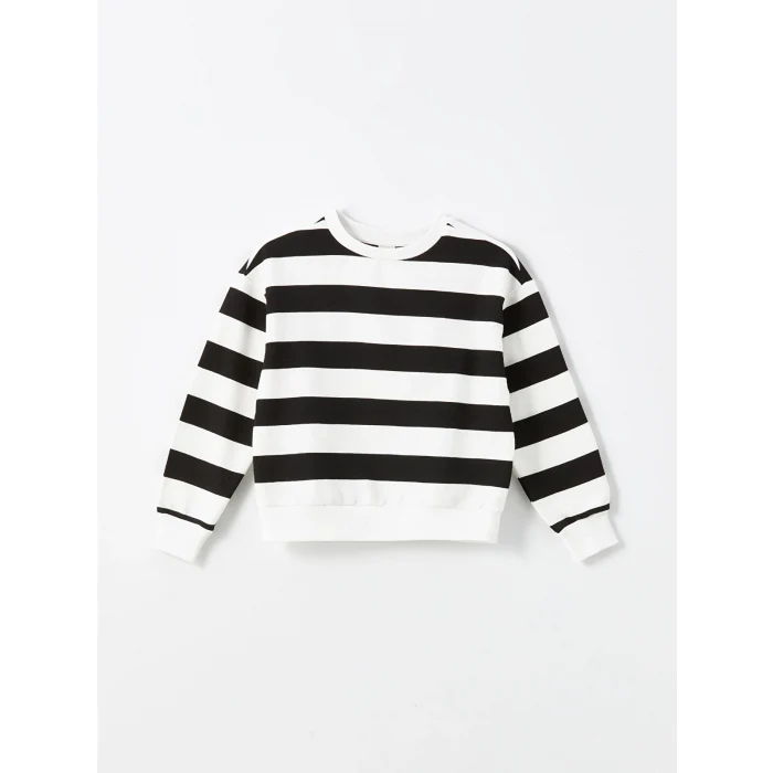 LCW Kids Siyah Bisiklet Yaka Kız Çocuk Kalın Sweatshirt