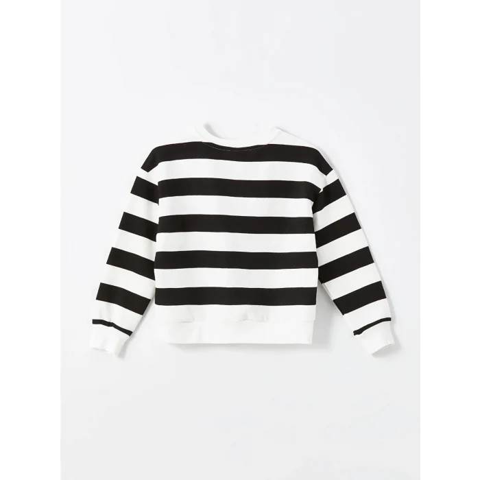 LCW Kids Siyah Bisiklet Yaka Kız Çocuk Kalın Sweatshirt